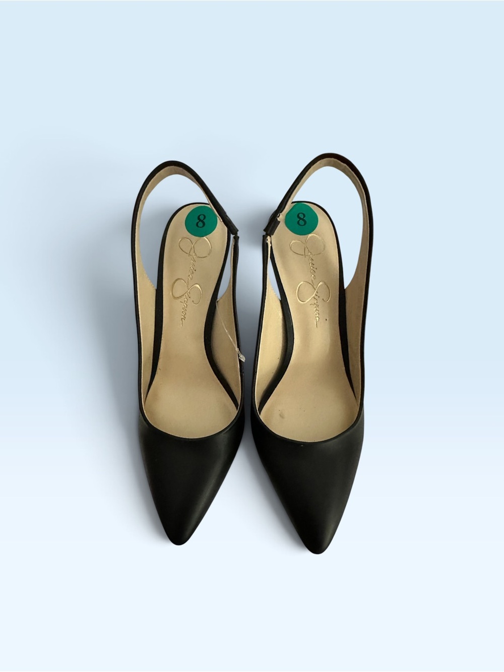 Jessica Simpson Black Pointed Slingback Pumps with Low Heel